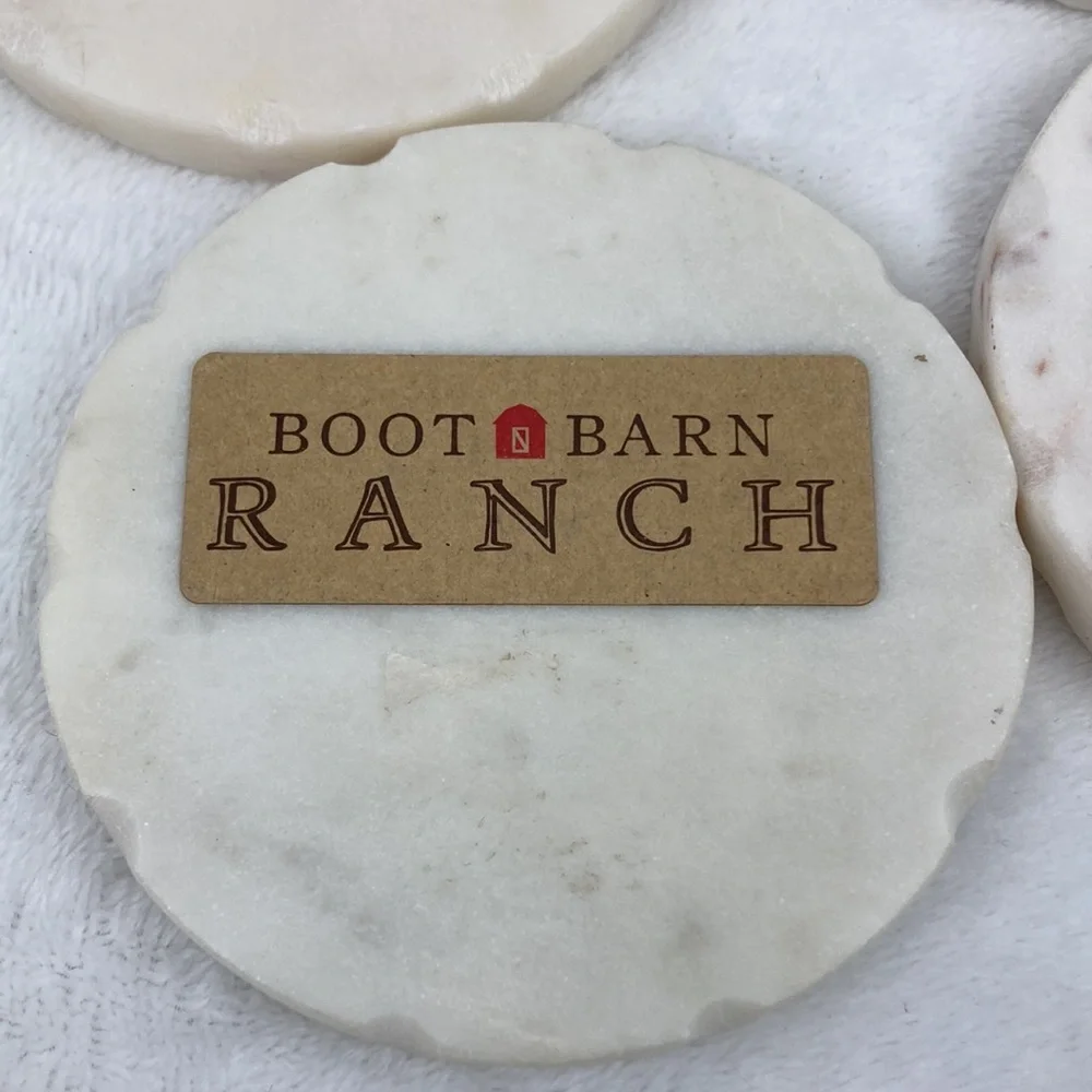 Boot Barn Ranch Wood Horse Inlay Marble Coaster Set of 4